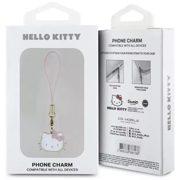 Hello Kitty Charm Kitty Head Pendant - Pink 2