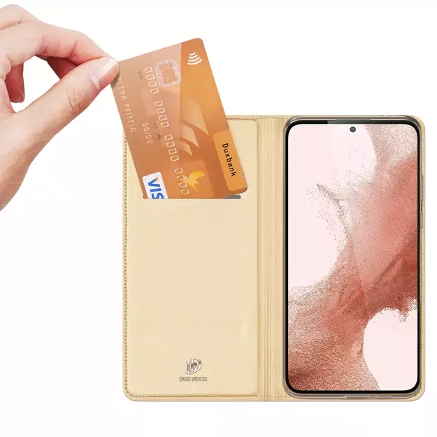 Dux Ducis Skin Pro Case for Samsung Galaxy S23+ Flip Card Wallet Stand Gold 1
