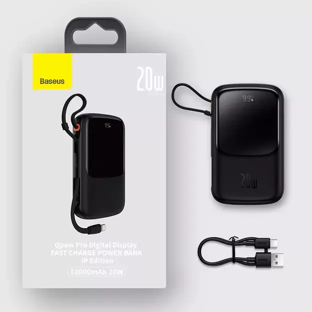 Powerbank 10000mAh 20W Baseus Qpow Pro Overseas Edition + USB C 3A Cable - Black 18