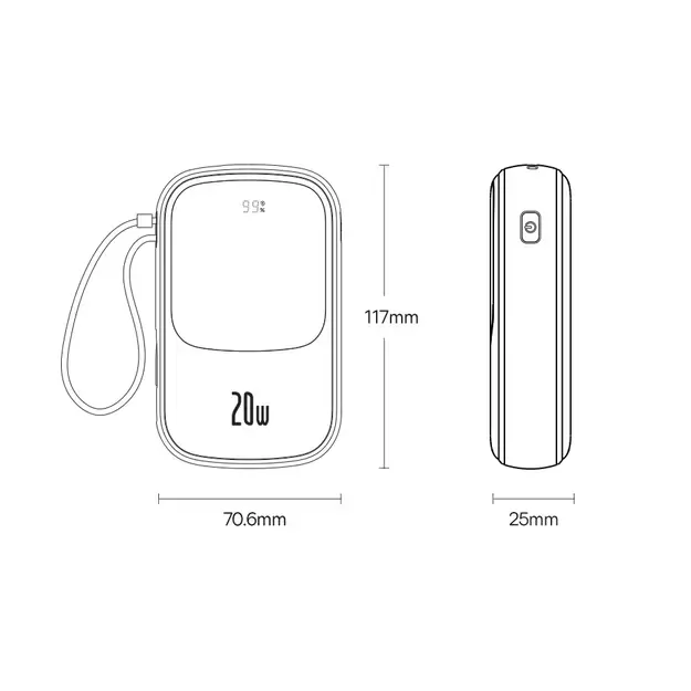 Powerbank 10000mAh 20W Baseus Qpow Pro Overseas Edition + USB C 3A Cable - Black 17
