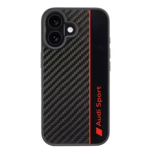 Audi Carbon Fiber Stripe Case for iPhone 16 6.1&quot  - Black