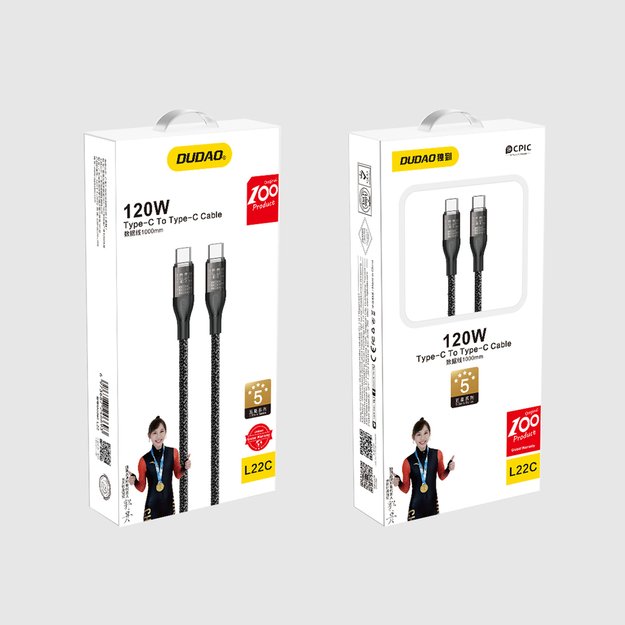 Dudao L22C USB-C - USB-C cable 120W 1m - gray 5
