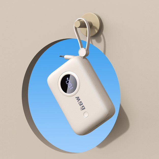 Dudao K14 10000mAh power bank with USB-C / Lightning cables - beige 6