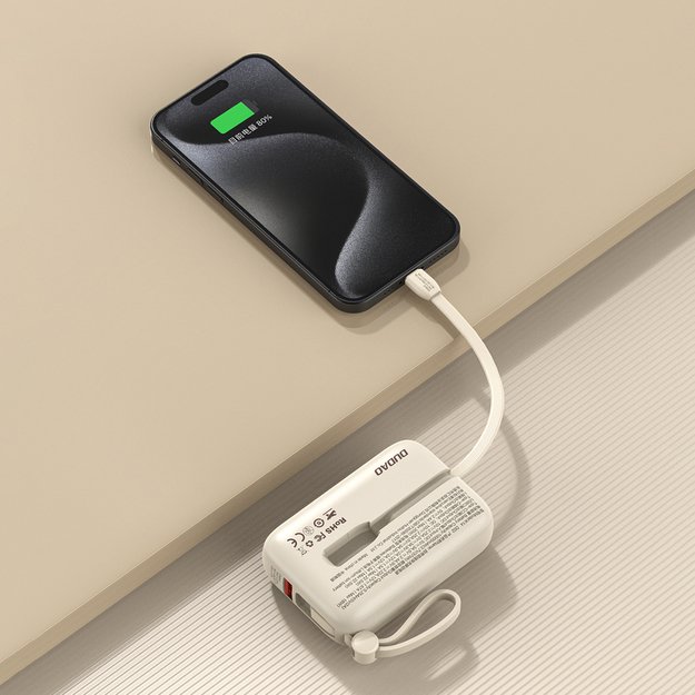 Dudao K14 10000mAh power bank with USB-C / Lightning cables - beige 2