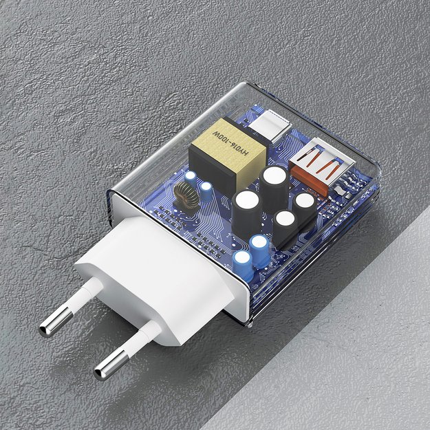 GaN Dudao A30EU 30W USB-A / USB-C Wall Charger - White 3