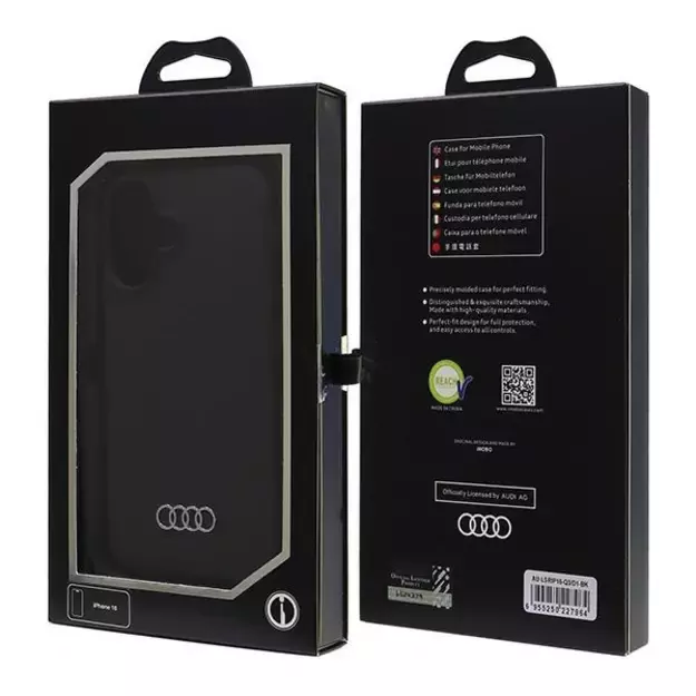 Audi Silicone Case iPhone 16 6.1&quot  black/black hardcase AU-LSRIP16-Q3/D1-BK 6