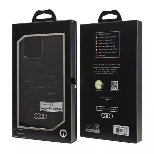 Audi Synthetic Leather MagSafe iPhone 16 Pro Max 6.9&quot  black/black hardcase AU-TPUPCMIP16PM-GT/D3-BK 6