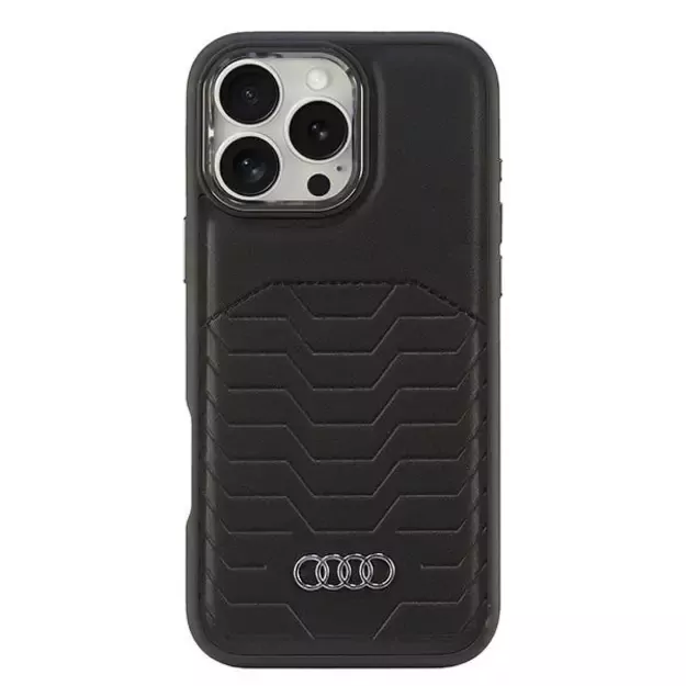 Audi Synthetic Leather MagSafe iPhone 16 Pro Max 6.9&quot  black/black hardcase AU-TPUPCMIP16PM-GT/D3-BK