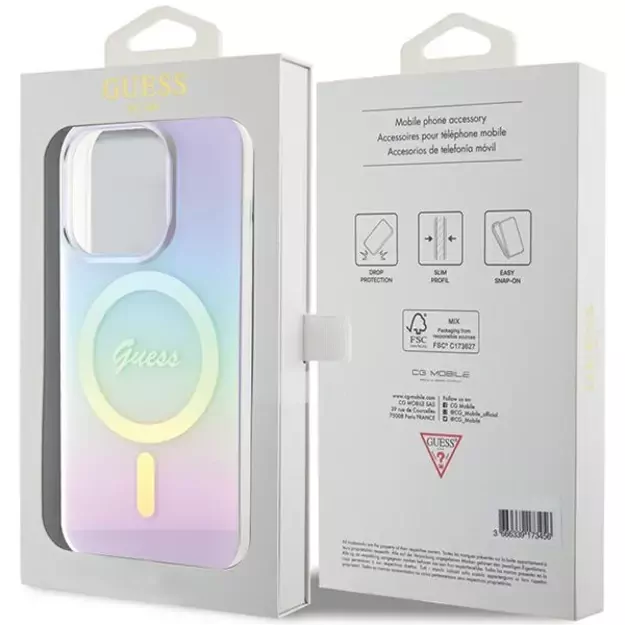 Guess GUHMP15LHITSU iPhone 15 Pro 6.1&quot  purple/purple hardcase IML Iridescent MagSafe 14
