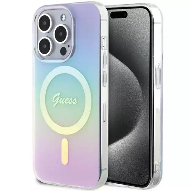 Guess GUHMP15LHITSU iPhone 15 Pro 6.1&quot  purple/purple hardcase IML Iridescent MagSafe