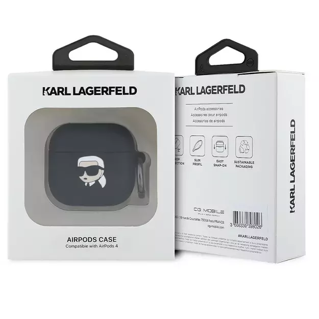 Karl Lagerfeld KLA4RUNIKK AirPods 4 cover black/black Silicone Karl Head 3D 4