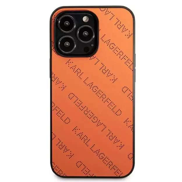 Karl Lagerfeld Perforated Allover iPhone 13 Pro Max 6.7&quot  Case - Orange 2