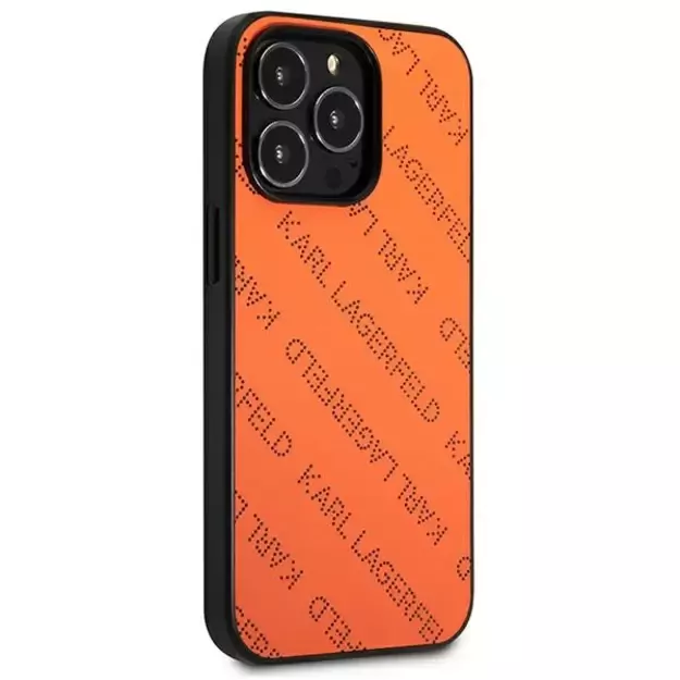 Karl Lagerfeld Perforated Allover iPhone 13 Pro Max 6.7&quot  Case - Orange 3
