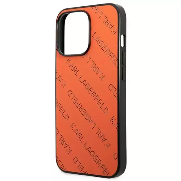 Karl Lagerfeld Perforated Allover iPhone 13 Pro Max 6.7&quot  Case - Orange 5