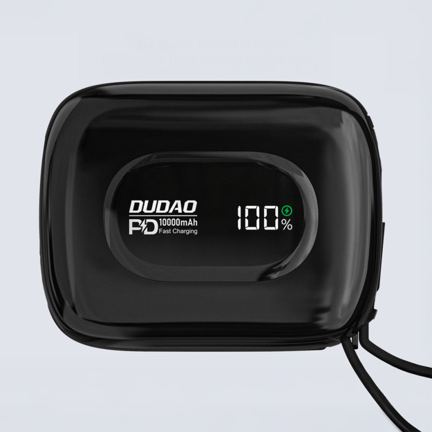 Dudao K32 Powerbank 22.5W 10000 mAh with Built-in USB-C/ Lightning Cable - Black 1