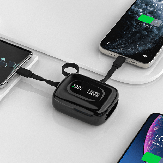 Dudao K32 Powerbank 22.5W 10000 mAh with Built-in USB-C/ Lightning Cable - Black 4