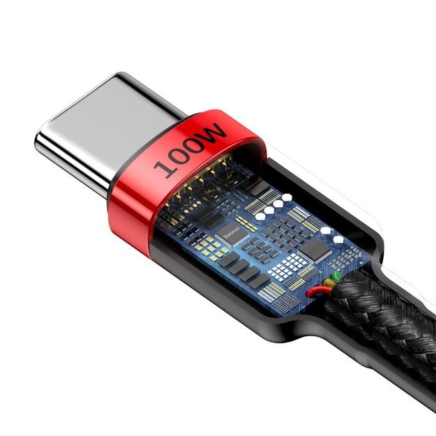 Baseus CATKLF-AL91 USB-C - USB-C PD QC cable 100W 5A 480Mb/s 2m - black and red 4