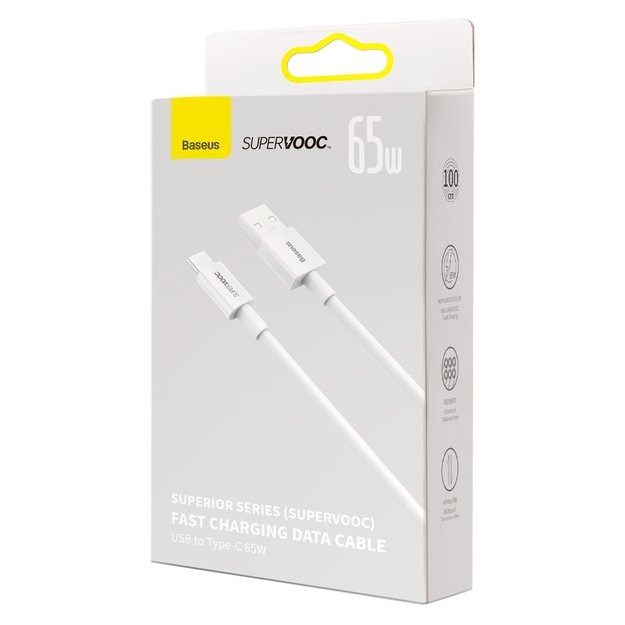 Baseus Superior Series SUPERVOOC USB-A to USB-C 65W 1m cable white 4