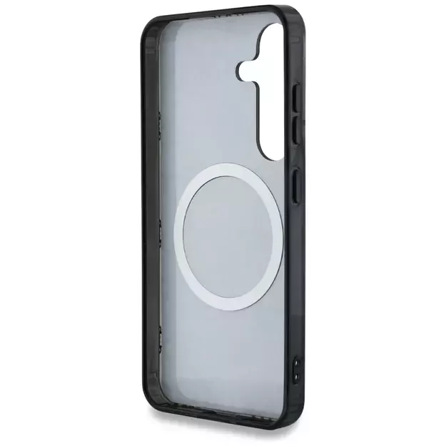 Guess 4G Background Gold Electroplated Peony Pattern MagSafe case for Samsung Galaxy S25 black 6