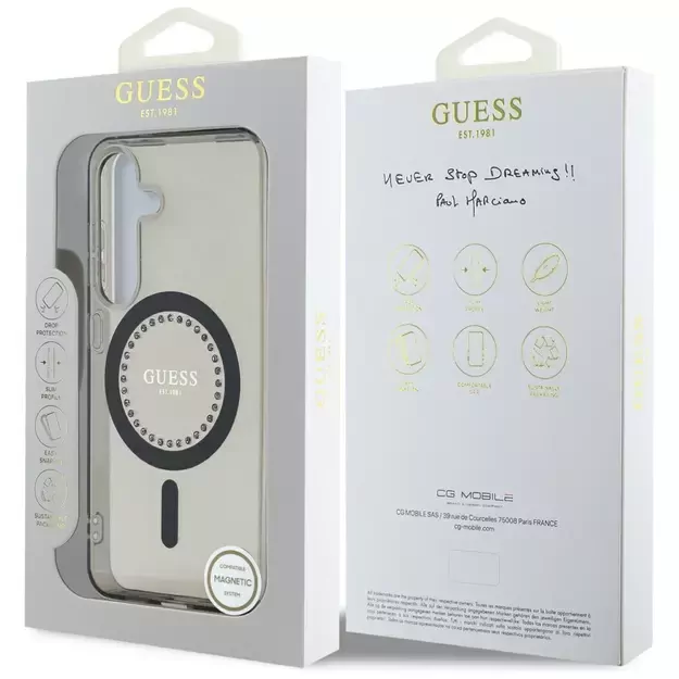 Guess Rhinestones Printed Classic Logo MagSafe Samsung Galaxy S25 case black 14
