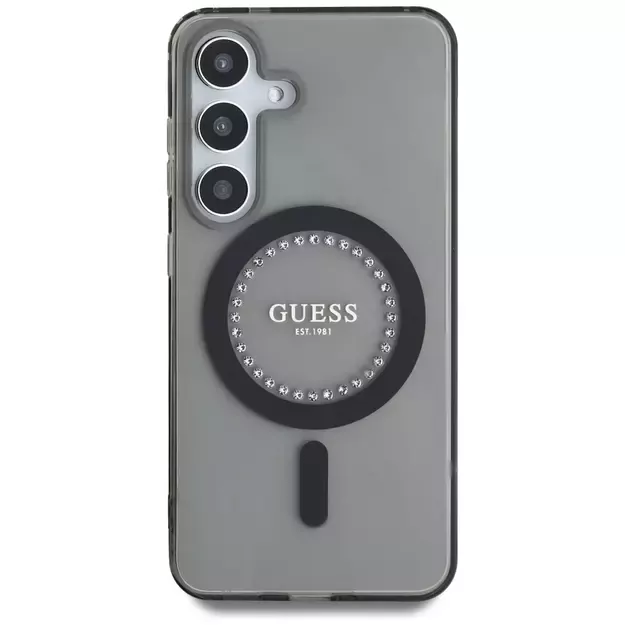 Guess Rhinestones Printed Classic Logo MagSafe Samsung Galaxy S25 case black 9