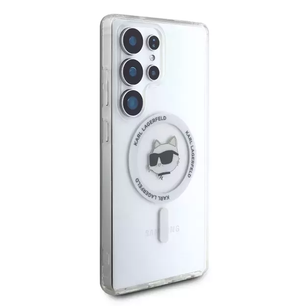 Case Karl Lagerfeld Button Choupette Head Printed Logo MagSafe Samsung Galaxy S25 Ultra white 3