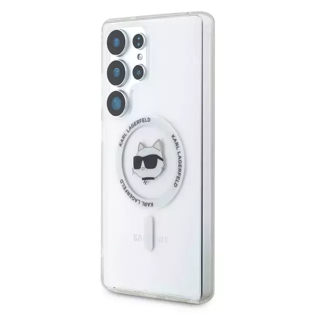 Case Karl Lagerfeld Button Choupette Head Printed Logo MagSafe Samsung Galaxy S25 Ultra white 1
