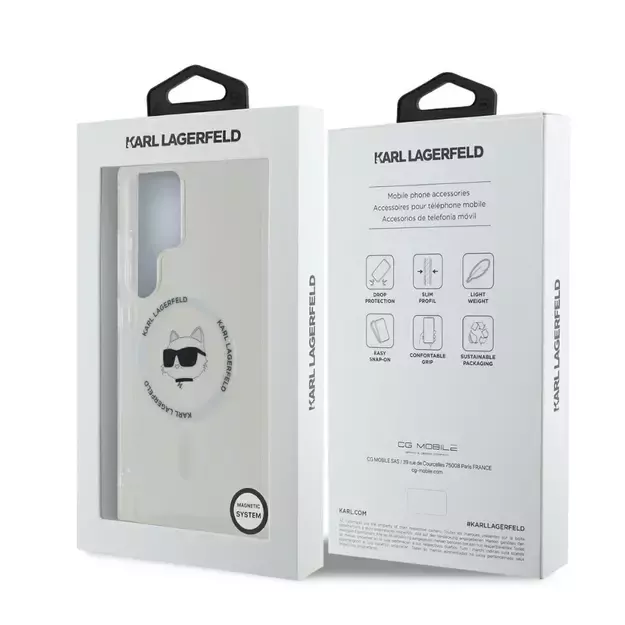 Case Karl Lagerfeld Button Choupette Head Printed Logo MagSafe Samsung Galaxy S25 Ultra white 7