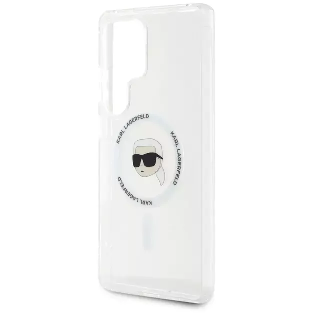 Case Karl Lagerfeld Button Karl Head Printed Logo MagSafe Samsung Galaxy S25 Ultra white 12