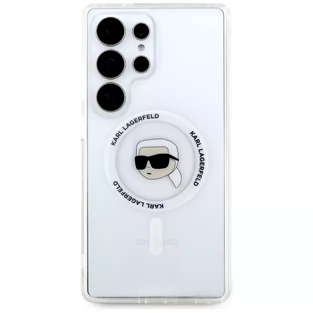 Case Karl Lagerfeld Button Karl Head Printed Logo MagSafe Samsung Galaxy S25 Ultra white 9