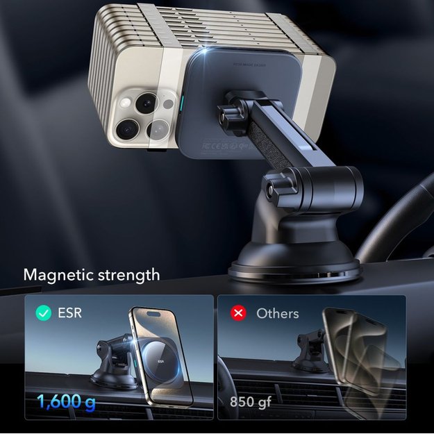 ESR Halolock Magnetic MagSafe QI2 15W Car Holder - Black 3