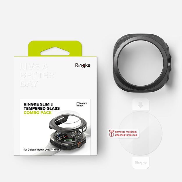 Ringke Slim &amp  Tempered Glass Case + Glass Set for Samsung Galaxy Watch Ultra 47mm - Black 7