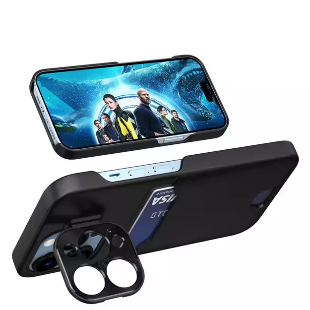 Leather Stand Case for Samsung Galaxy S23+ card wallet cover with stand black 10