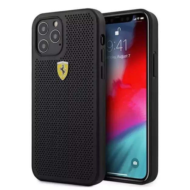 Ferrari FESPEHCP12LBK iPhone 12 Pro Max 6.7&quot  black/black hardcase On Track Perforated