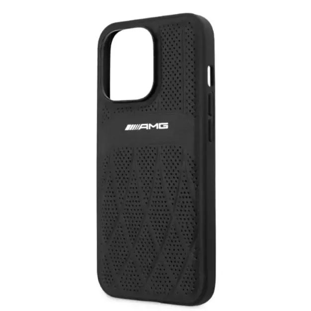 AMG AMHCP13LOSDBK iPhone 13 Pro / 13 6.1&quot  black/black hardcase Leather Curved Lines 12