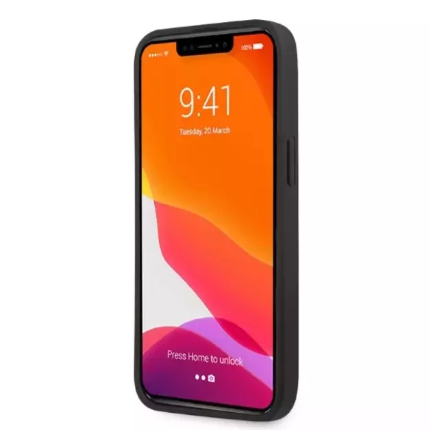 AMG AMHCP13LOSDBK iPhone 13 Pro / 13 6.1&quot  black/black hardcase Leather Curved Lines 11