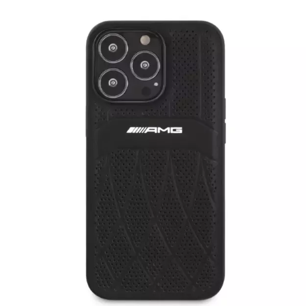AMG AMHCP13LOSDBK iPhone 13 Pro / 13 6.1&quot  black/black hardcase Leather Curved Lines 9