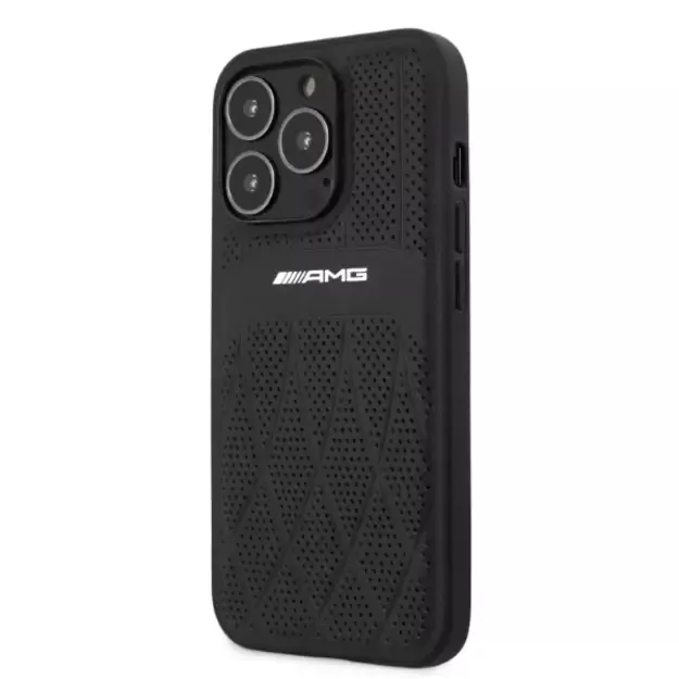 AMG AMHCP13LOSDBK iPhone 13 Pro / 13 6.1&quot  black/black hardcase Leather Curved Lines 8