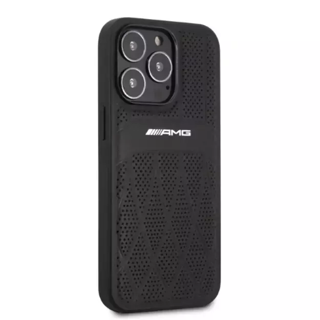 AMG AMHCP13LOSDBK iPhone 13 Pro / 13 6.1&quot  black/black hardcase Leather Curved Lines 10