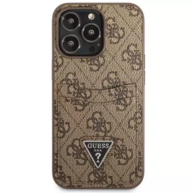 Guess 4G Triangle Logo Cardslot Case for iPhone 13 Pro / 13 - Brown 9