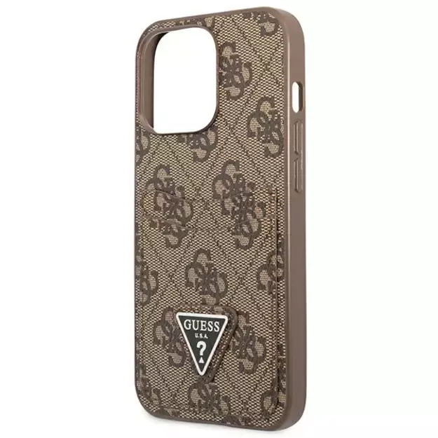 Guess 4G Triangle Logo Cardslot Case for iPhone 13 Pro / 13 - Brown 12