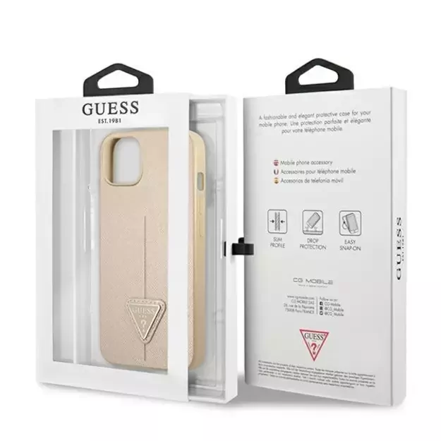 Guess GUHCP14MPSATLE iPhone 14 Plus 6.7  beige/beige hardcase SaffianoTriangle Logo 6