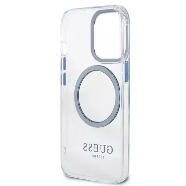 Etui Guess Metal Outline MagSafe na iPhone 13 Pro / iPhone 13 - niebieskie 6