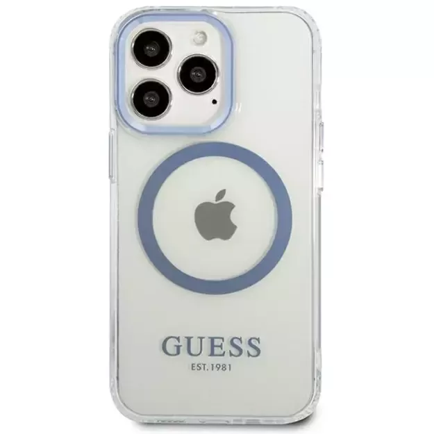 Etui Guess Metal Outline MagSafe na iPhone 13 Pro / iPhone 13 - niebieskie 2