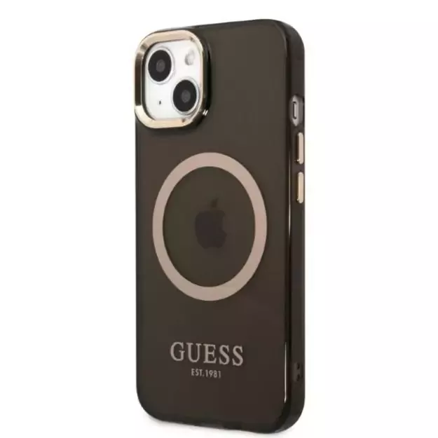 Guess Gold Outline Translucent MagSafe case for iPhone 13 - black 8