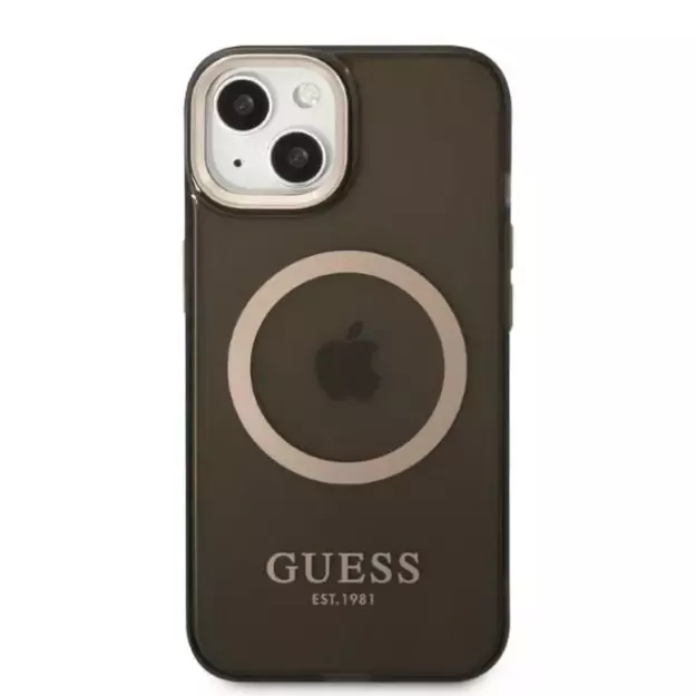 Guess Gold Outline Translucent MagSafe case for iPhone 13 - black 9