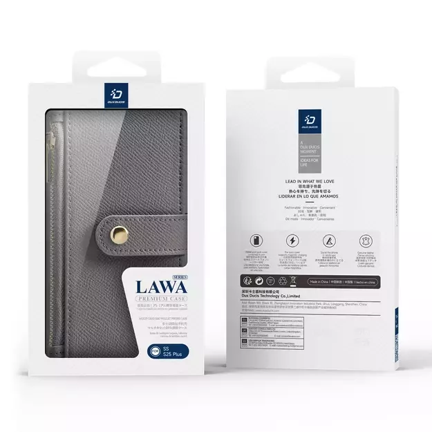 Dux Ducis Lawa Leather Case for Samsung Galaxy S25+ with Detachable Magnetic Wallet - Gray 22