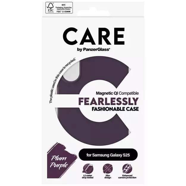 CARE by PanzerGlass Fashion QI Case for Samsung Galaxy S25 - Purple 6