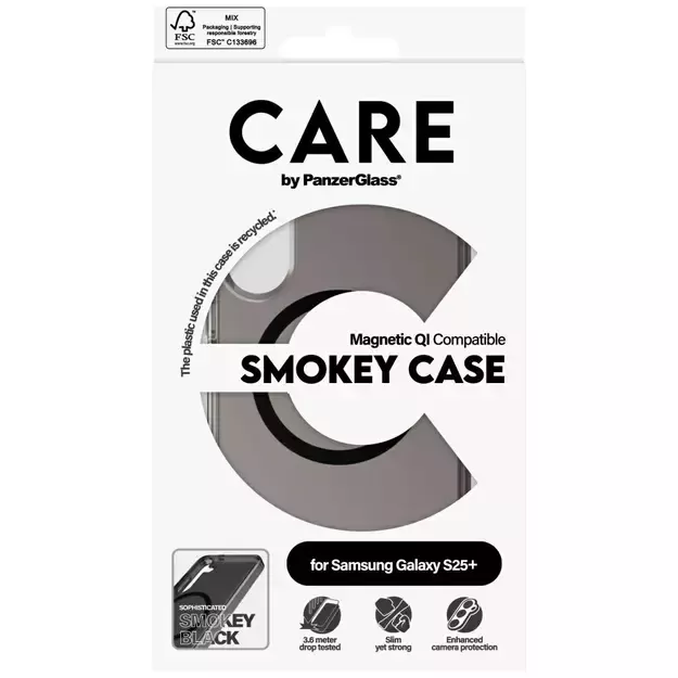 CARE by PanzerGlass Flagship Urban Combat Black QI Case for Samsung Galaxy S25+ - Semi-transparent Smoke 6