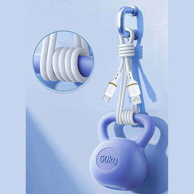 Dudao L25C USB-C - USB-C Silicone Cable 60W 1m - White 4